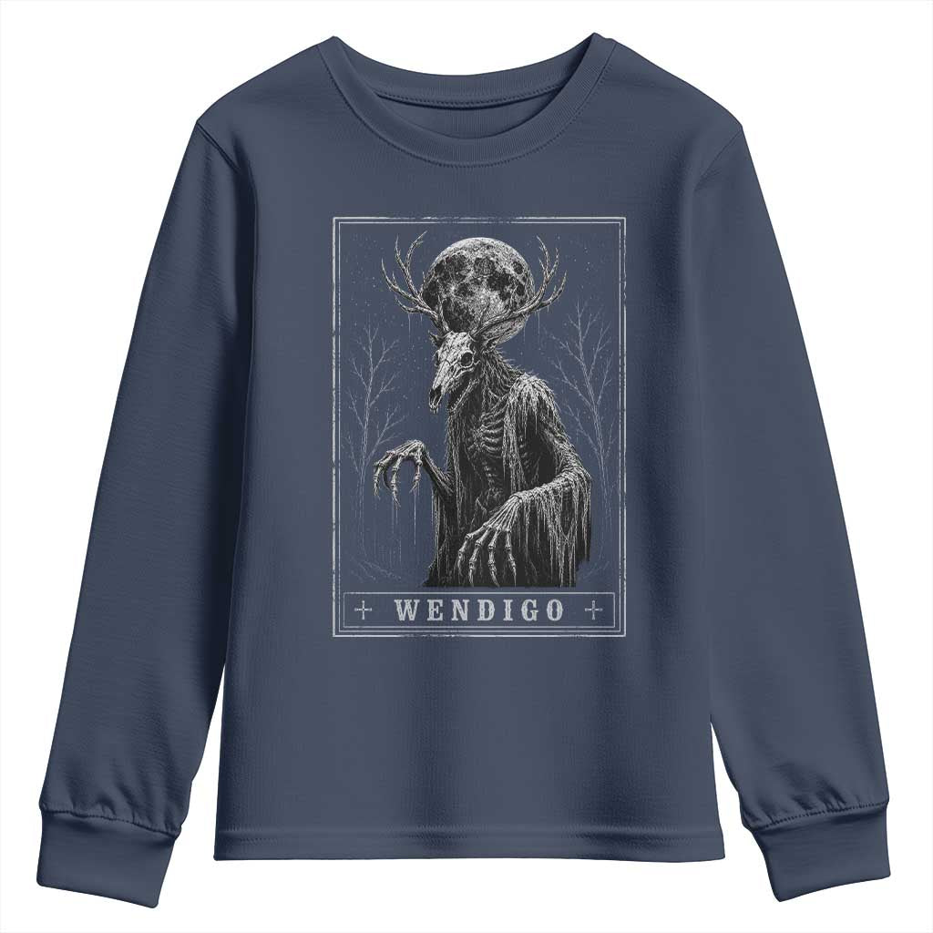 Wendigo Tarot Card Cryptid Monochromatic Occult Graphic Youth Sweatshirt