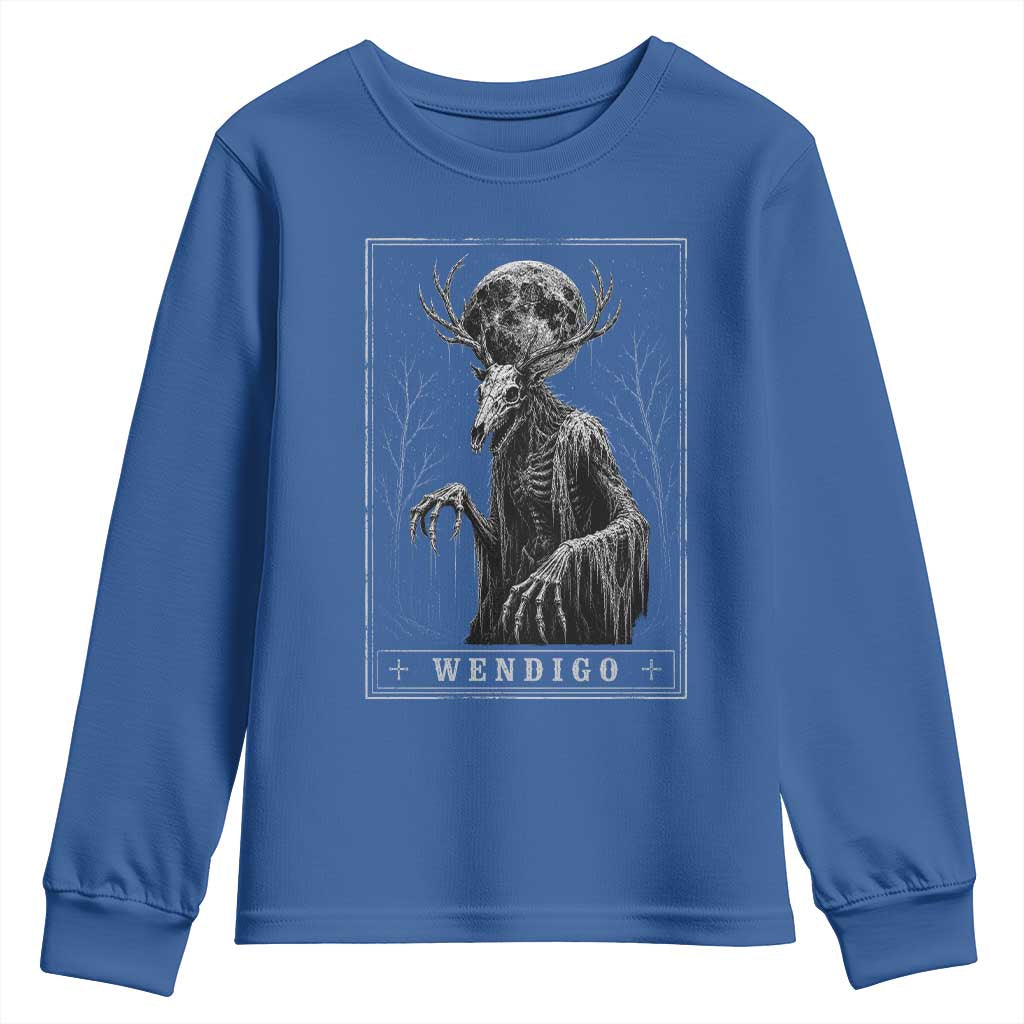 Wendigo Tarot Card Cryptid Monochromatic Occult Graphic Youth Sweatshirt