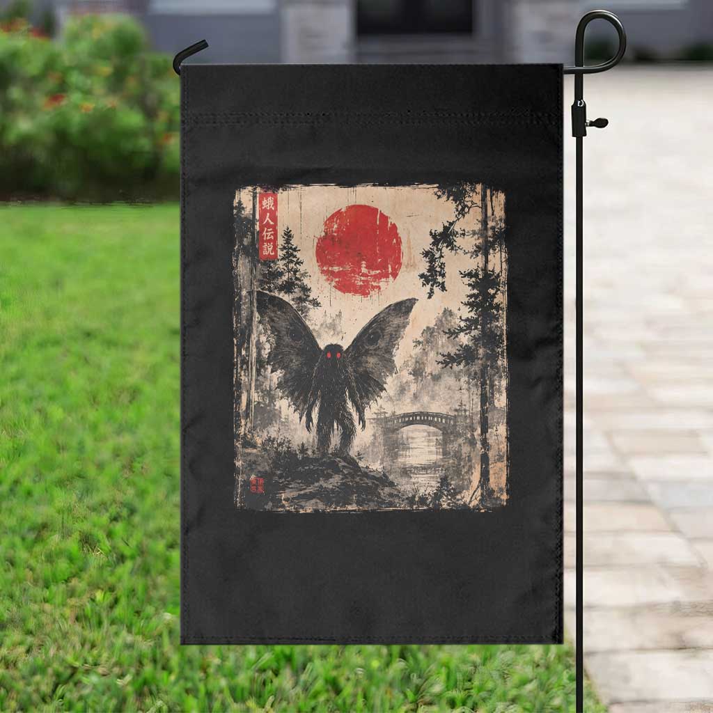Mothman Japanese Garden Flag Vintage Cryptid Graphic Ukiyo-e Art Funny