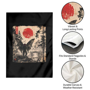 Mothman Japanese Garden Flag Vintage Cryptid Graphic Ukiyo-e Art Funny