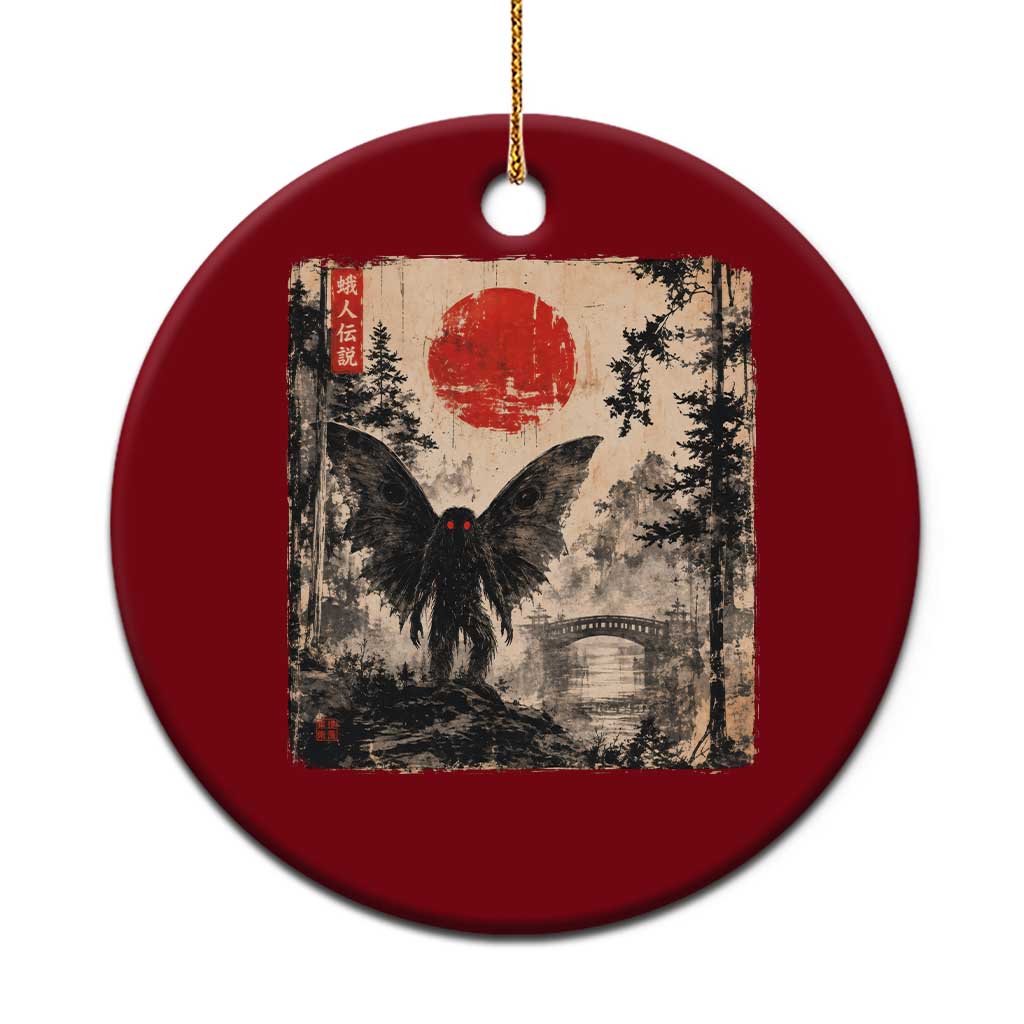 Mothman Japanese Ceramic Ornament Vintage Cryptid Graphic Ukiyo-e Art Funny