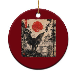 Mothman Japanese Ceramic Ornament Vintage Cryptid Graphic Ukiyo-e Art Funny