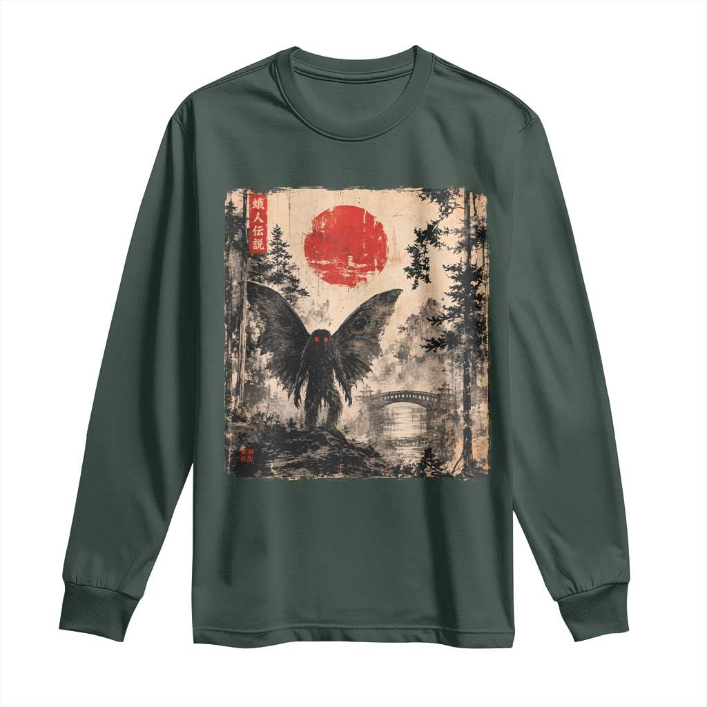 Mothman Japanese Long Sleeve Shirt Vintage Cryptid Graphic Ukiyo-e Art Funny