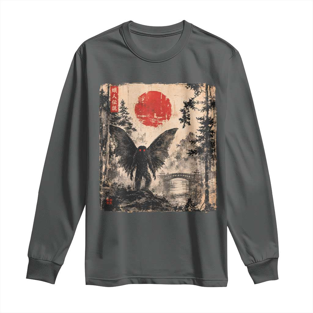 Mothman Japanese Long Sleeve Shirt Vintage Cryptid Graphic Ukiyo-e Art Funny