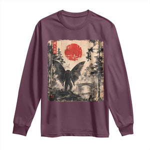 Mothman Japanese Long Sleeve Shirt Vintage Cryptid Graphic Ukiyo-e Art Funny
