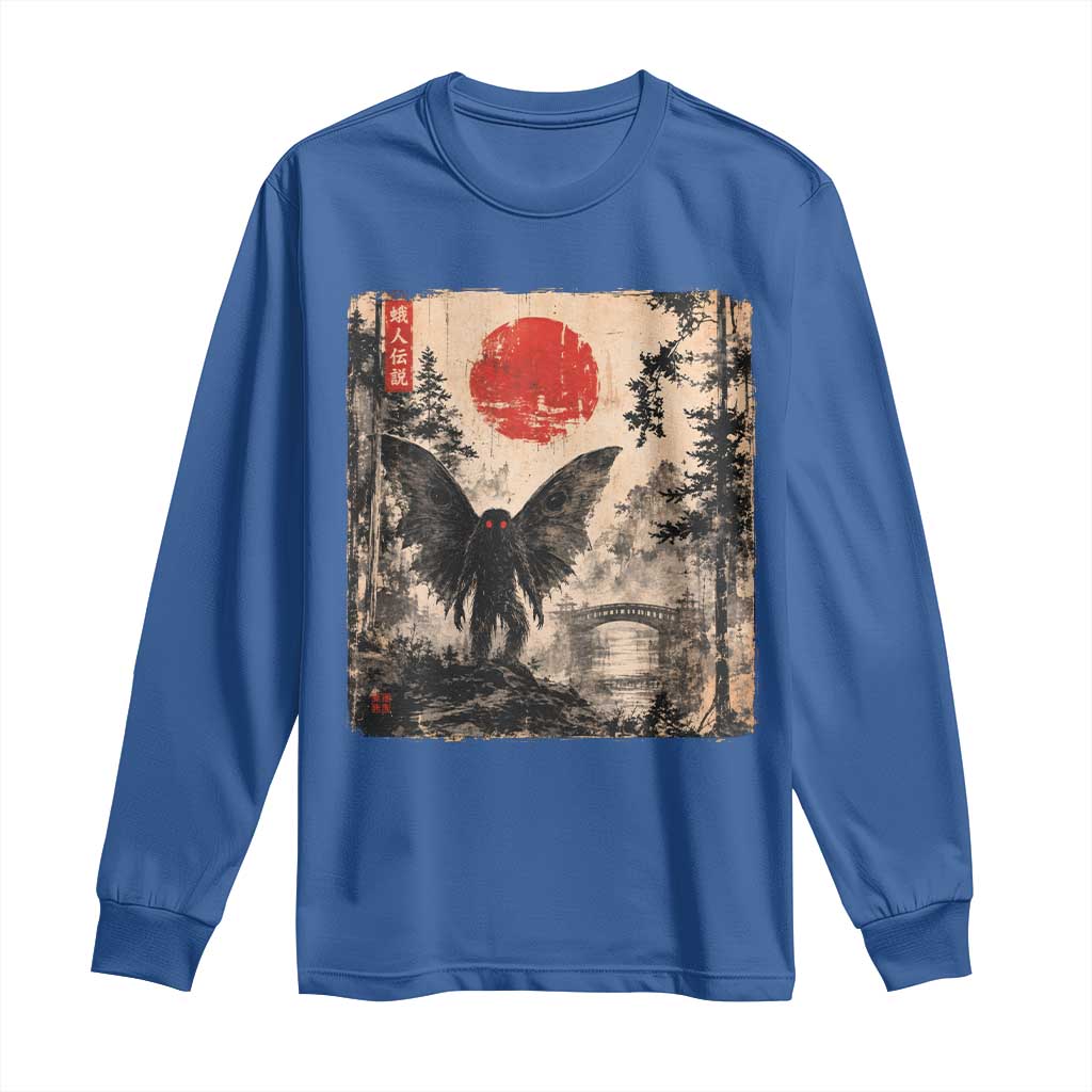 Mothman Japanese Long Sleeve Shirt Vintage Cryptid Graphic Ukiyo-e Art Funny