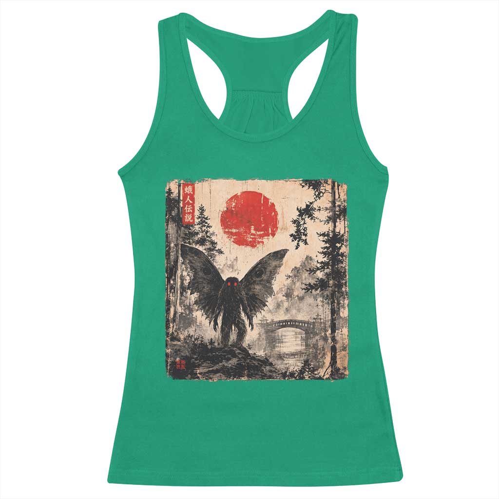 Mothman Japanese Racerback Tank Top Vintage Cryptid Graphic Ukiyo-e Art Funny