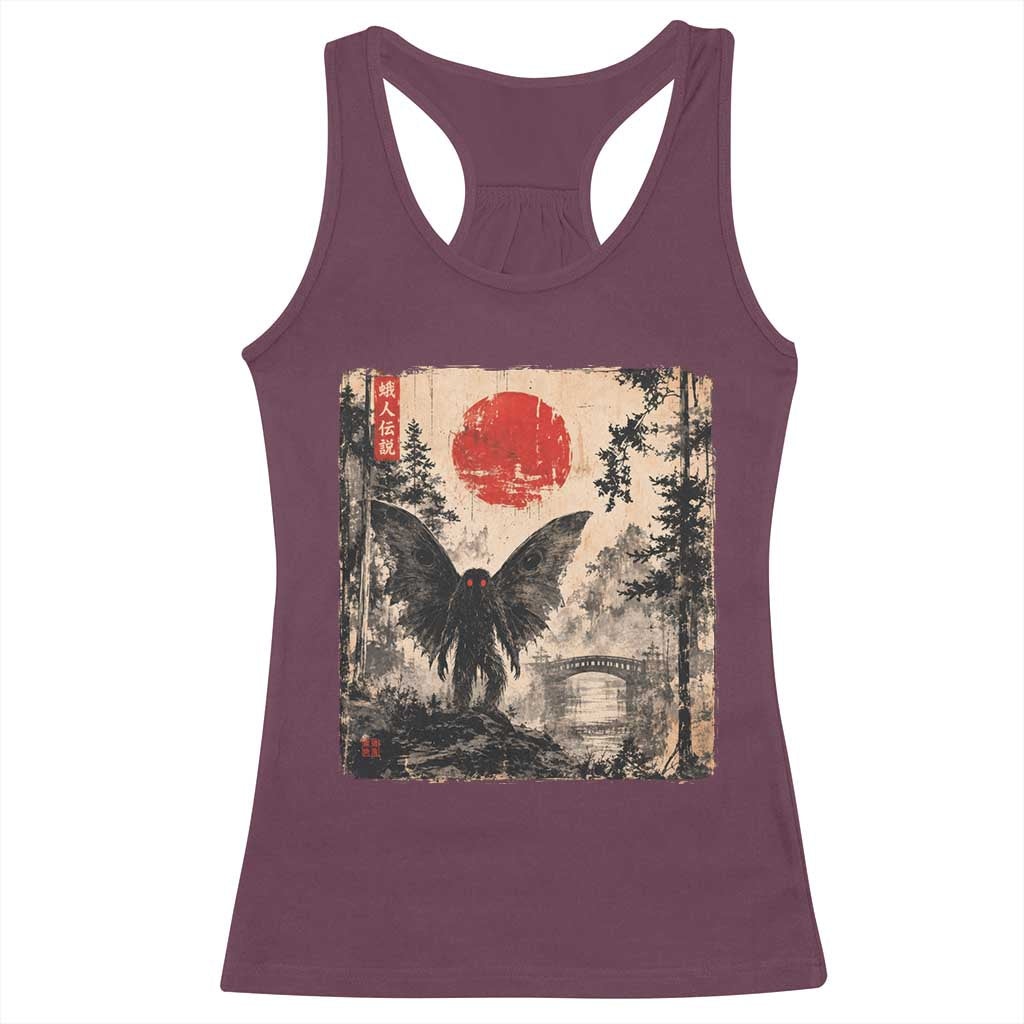 Mothman Japanese Racerback Tank Top Vintage Cryptid Graphic Ukiyo-e Art Funny