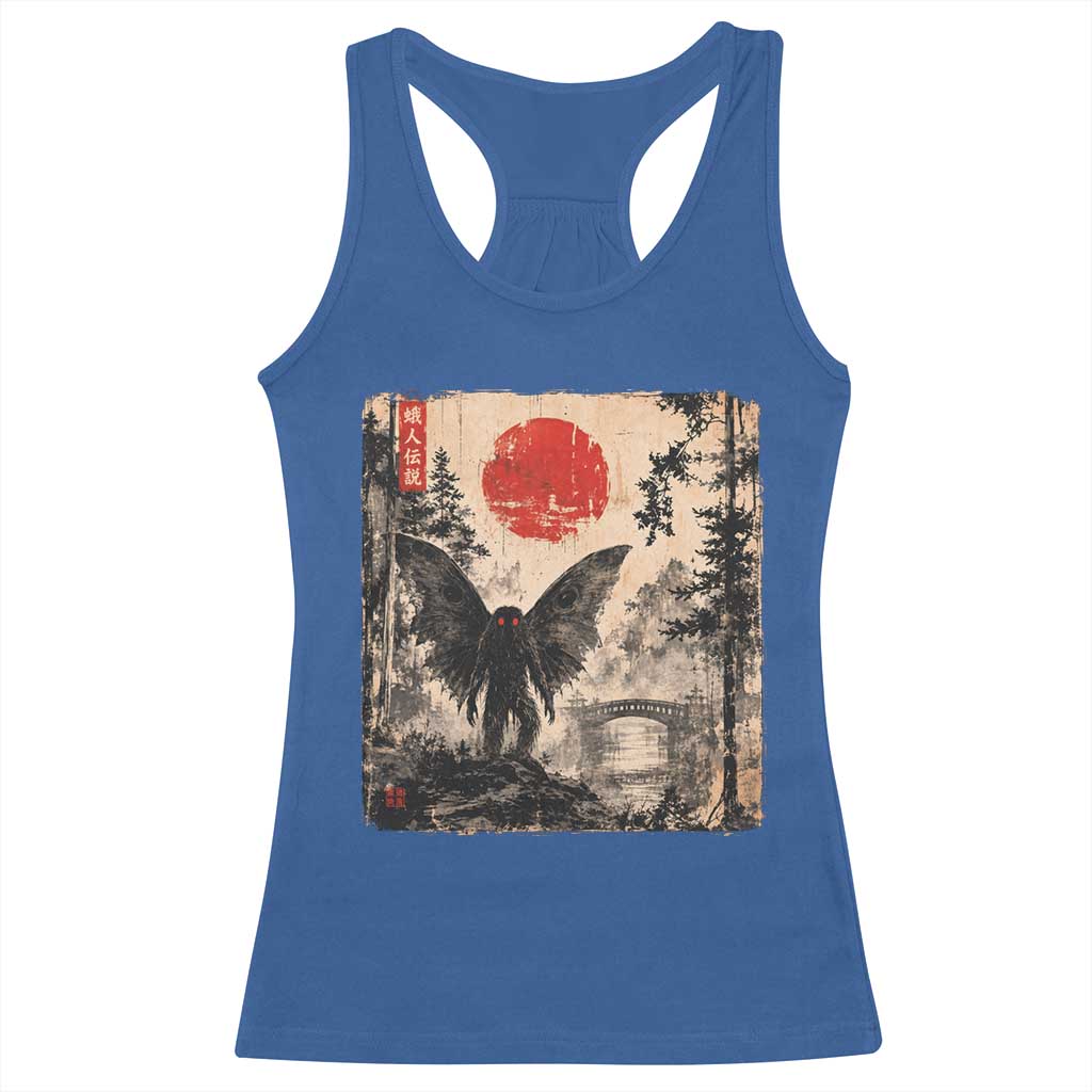 Mothman Japanese Racerback Tank Top Vintage Cryptid Graphic Ukiyo-e Art Funny