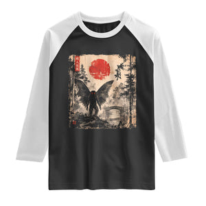 Mothman Japanese Raglan Shirt Vintage Cryptid Graphic Ukiyo-e Art Funny