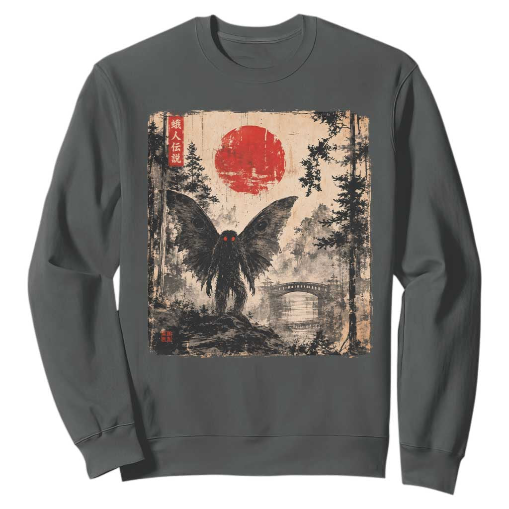 Mothman Japanese Sweatshirt Vintage Cryptid Graphic Ukiyo-e Art Funny