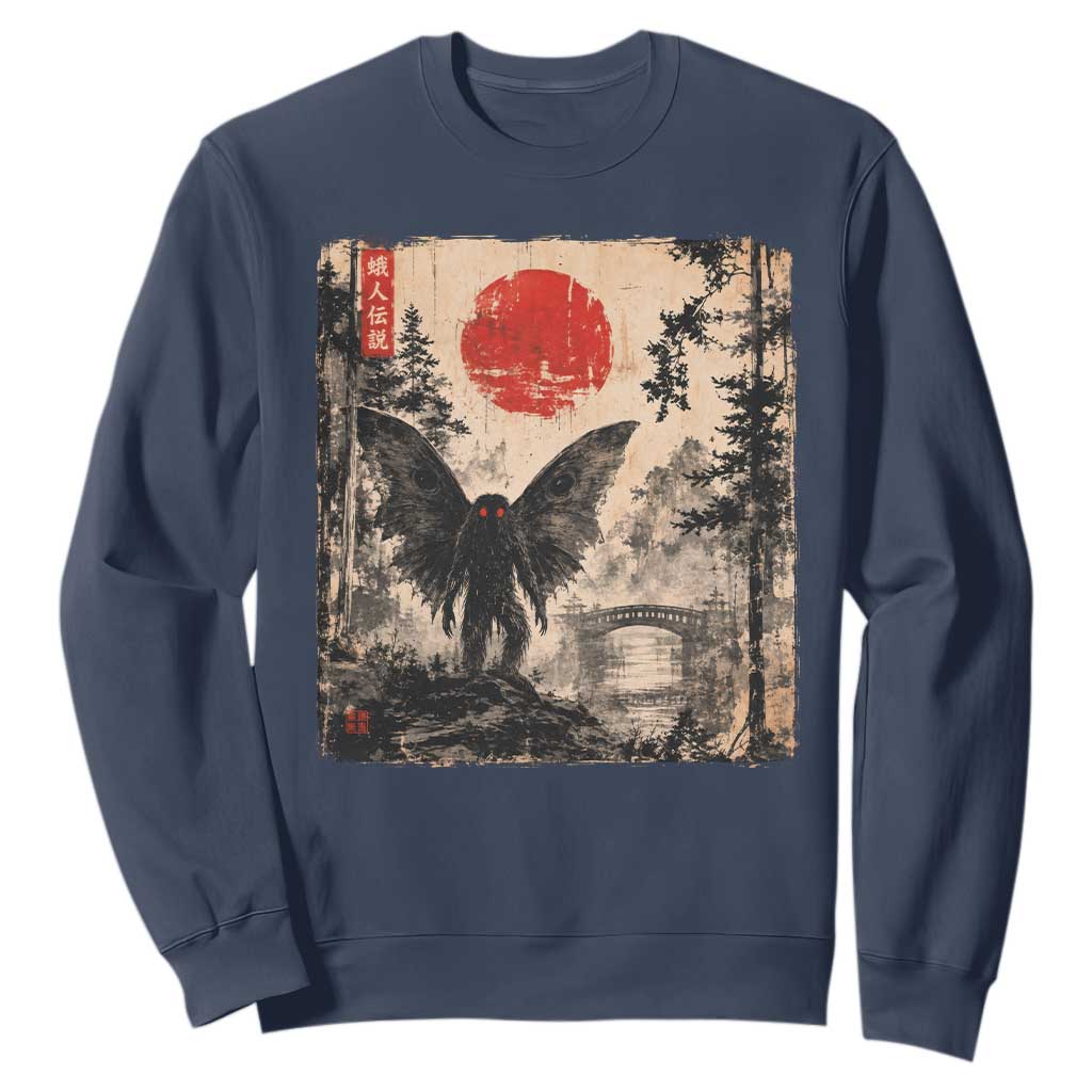 Mothman Japanese Sweatshirt Vintage Cryptid Graphic Ukiyo-e Art Funny