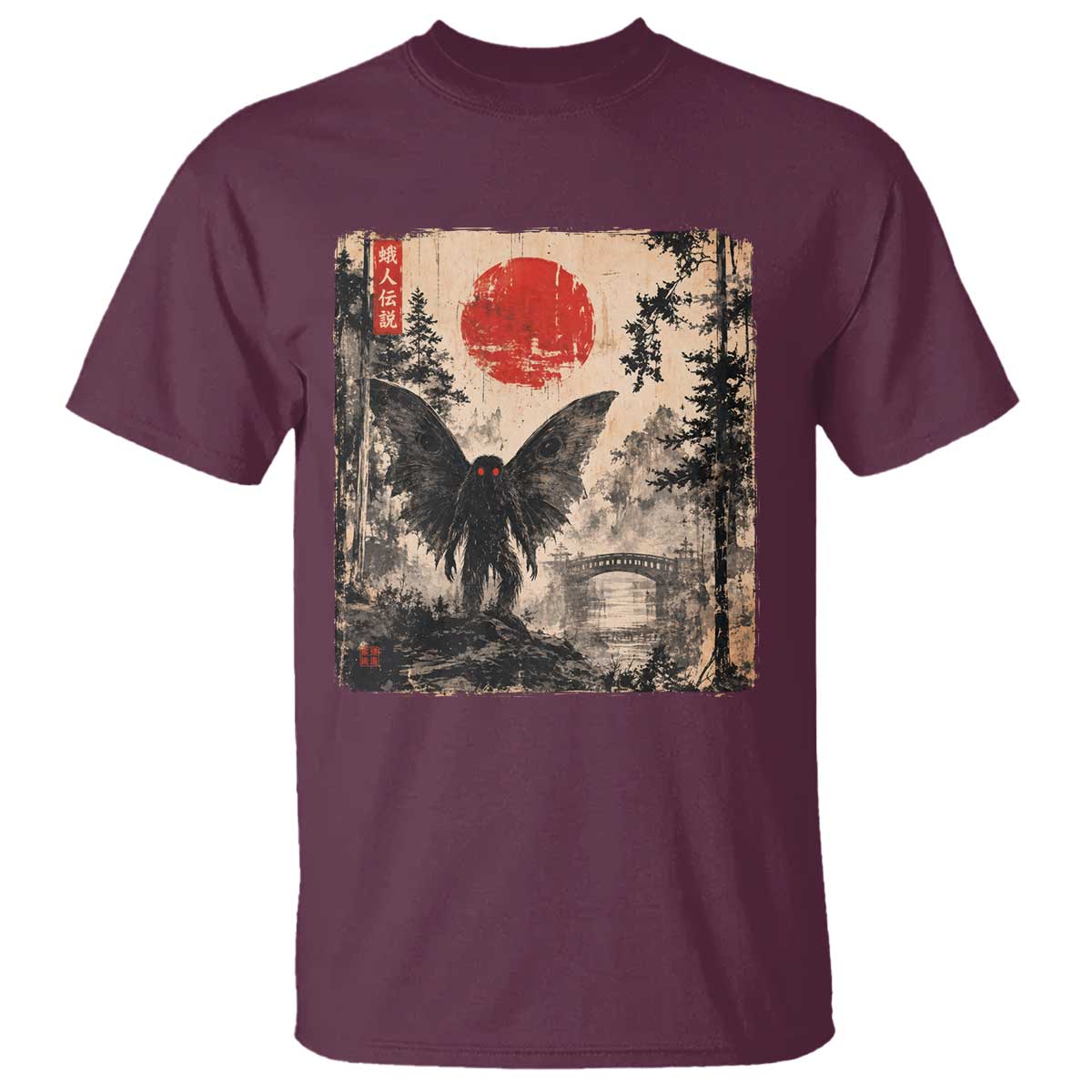 Mothman Japanese T Shirt Vintage Cryptid Graphic Ukiyo-e Art Funny