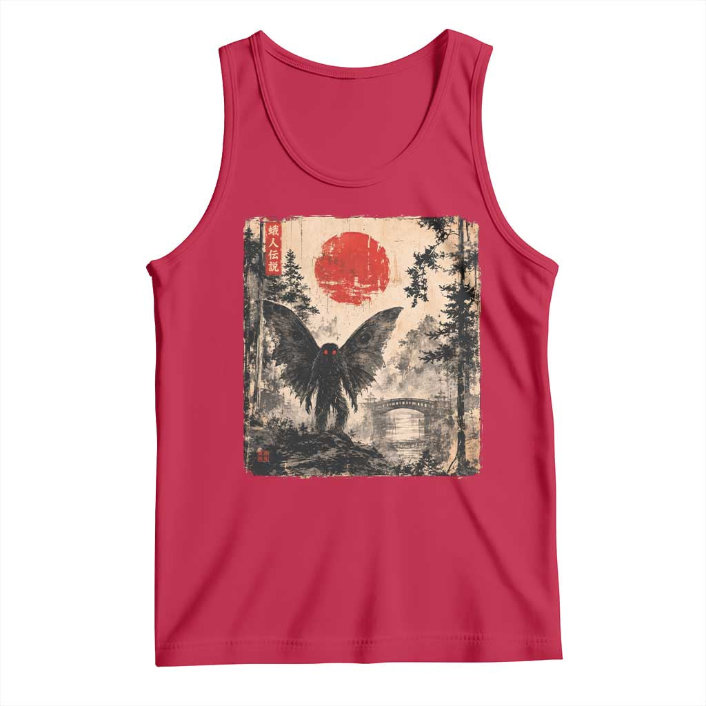 Mothman Japanese Tank Top Vintage Cryptid Graphic Ukiyo-e Art Funny