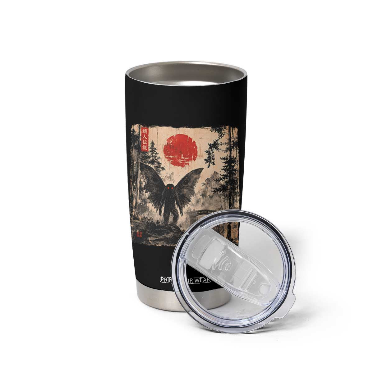 Mothman Japanese Tumbler Cup Vintage Cryptid Graphic Ukiyo-e Art Funny