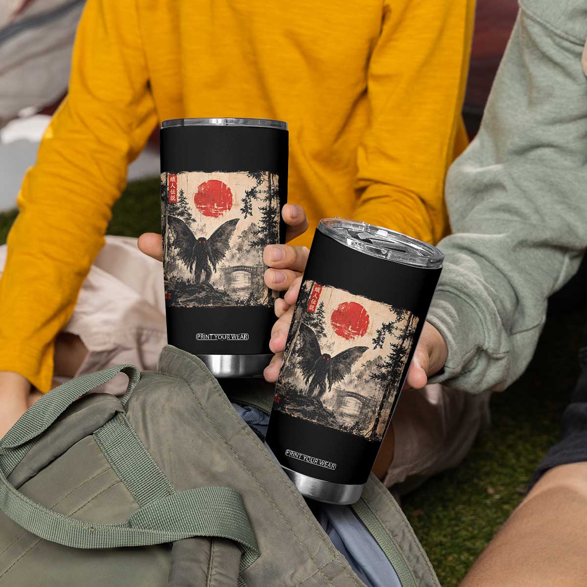Mothman Japanese Tumbler Cup Vintage Cryptid Graphic Ukiyo-e Art Funny