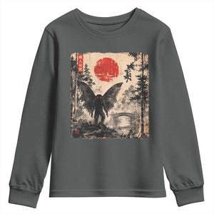 Mothman Japanese Youth Sweatshirt Vintage Cryptid Graphic Ukiyo-e Art Funny