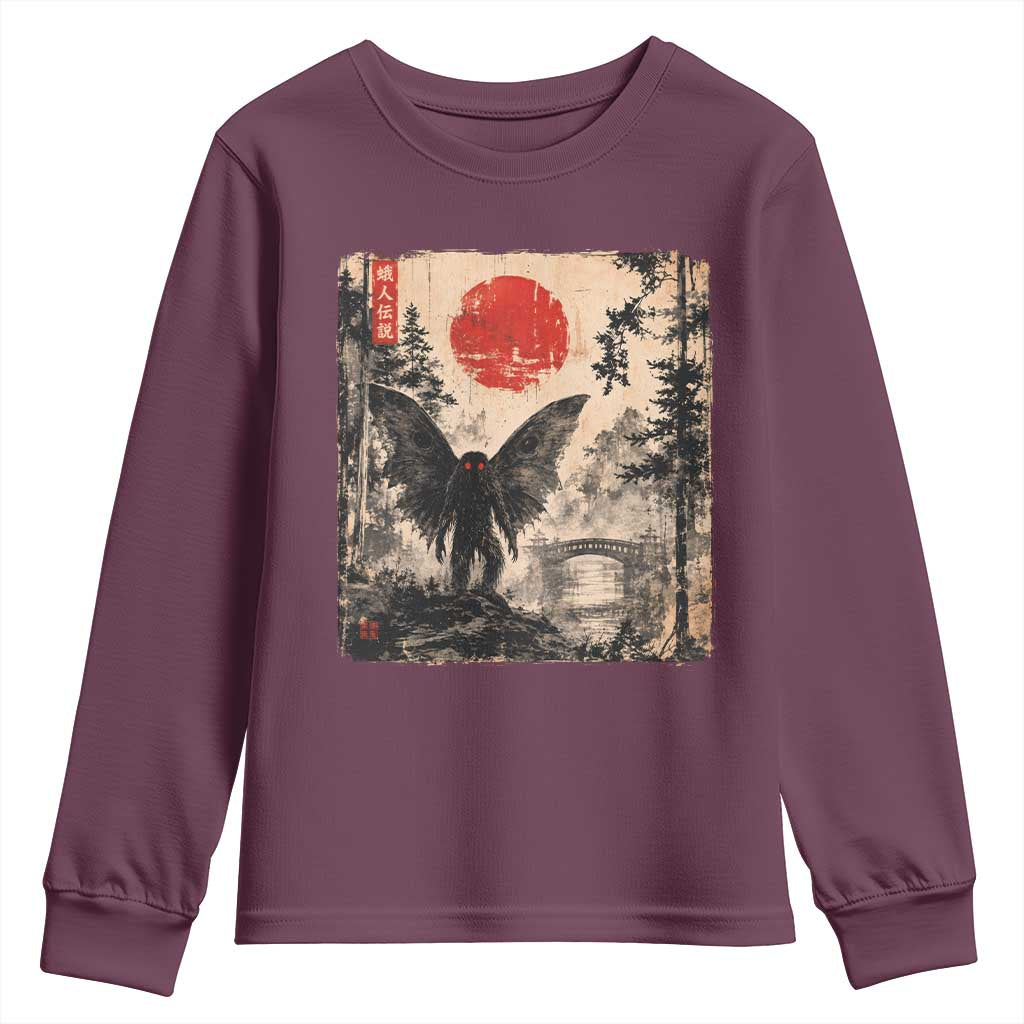 Mothman Japanese Youth Sweatshirt Vintage Cryptid Graphic Ukiyo-e Art Funny