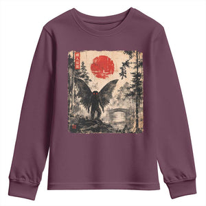 Mothman Japanese Youth Sweatshirt Vintage Cryptid Graphic Ukiyo-e Art Funny