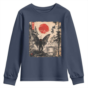Mothman Japanese Youth Sweatshirt Vintage Cryptid Graphic Ukiyo-e Art Funny