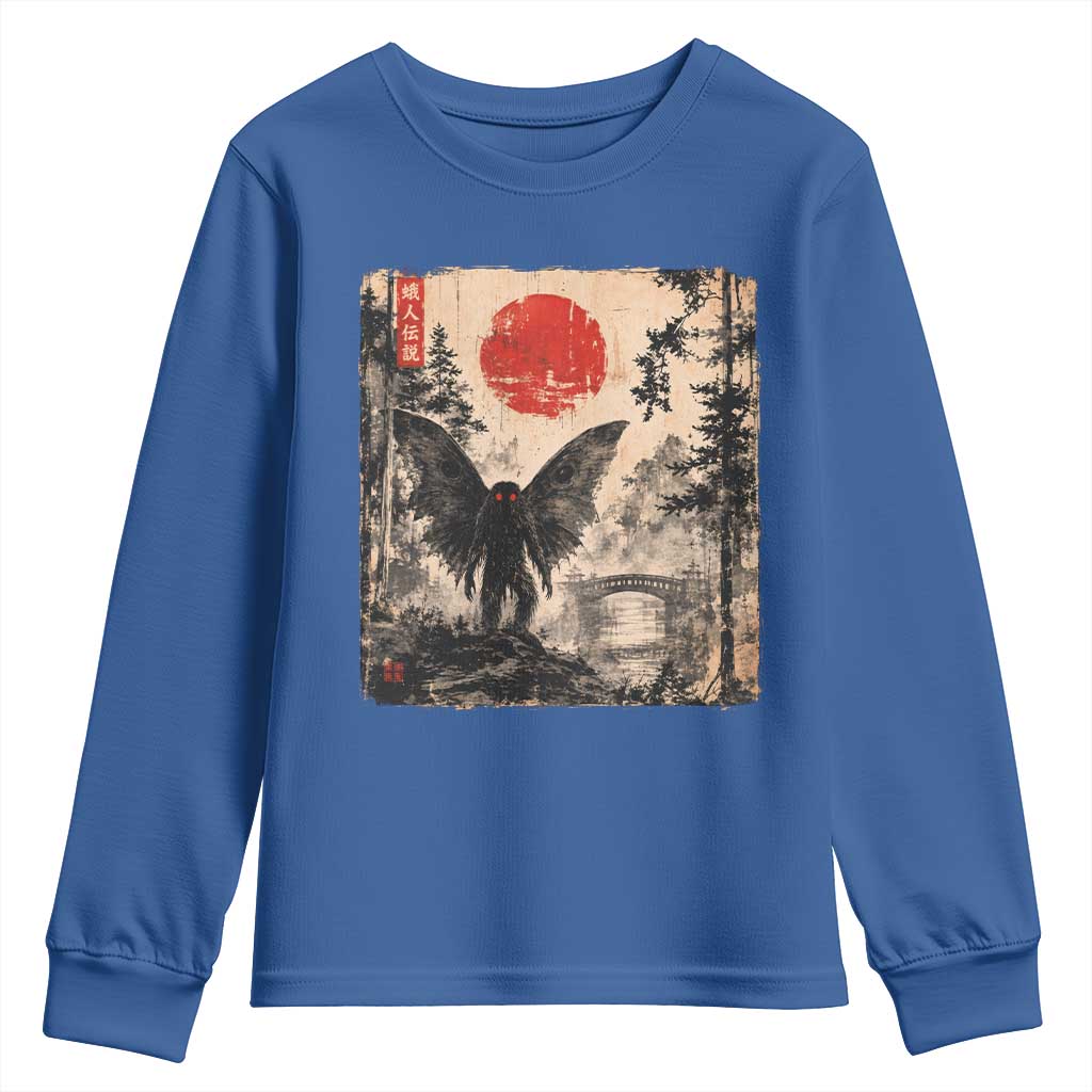 Mothman Japanese Youth Sweatshirt Vintage Cryptid Graphic Ukiyo-e Art Funny