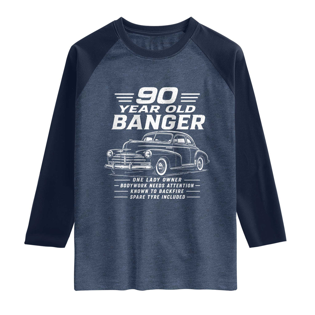 Vintage Car 90th Birthday Graphic Raglan Shirt Funny 90 Year Old Gift Banger Car Guy