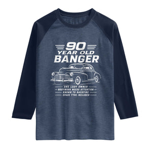 Vintage Car 90th Birthday Graphic Raglan Shirt Funny 90 Year Old Gift Banger Car Guy