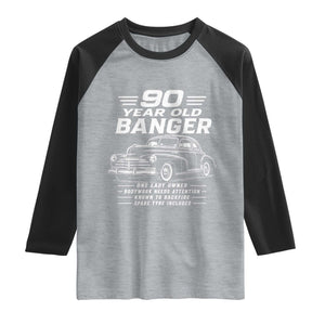 Vintage Car 90th Birthday Graphic Raglan Shirt Funny 90 Year Old Gift Banger Car Guy
