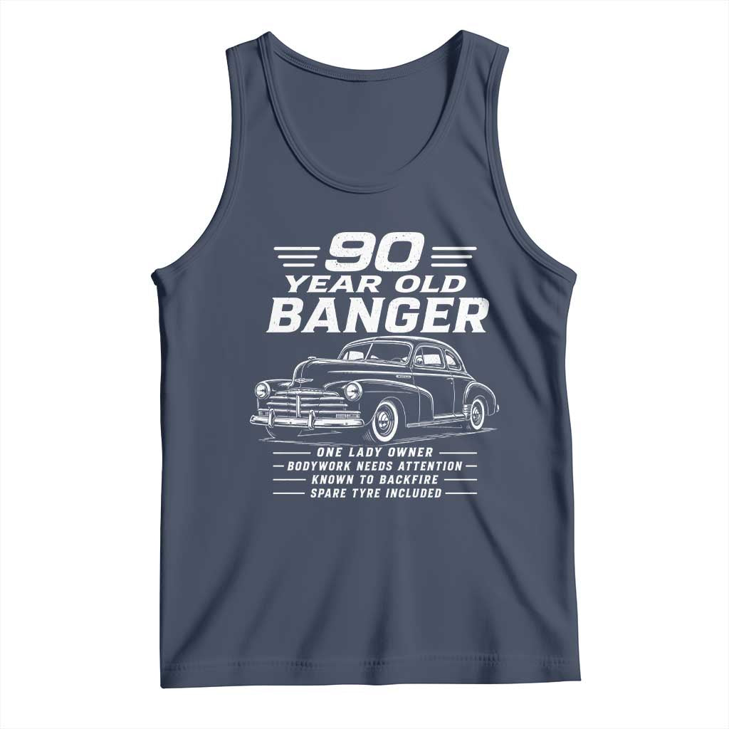 Vintage Car 90th Birthday Graphic Tank Top Funny 90 Year Old Gift Banger Car Guy