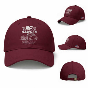 Vintage Car 80th Birthday Graphic Baseball Cap Funny 80 Year Old Gift Banger Car Guy