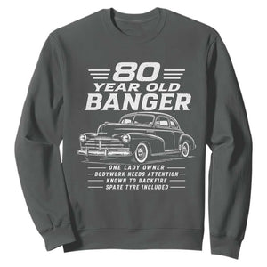 Vintage Car 80th Birthday Graphic Sweatshirt Funny 80 Year Old Gift Banger Car Guy