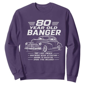 Vintage Car 80th Birthday Graphic Sweatshirt Funny 80 Year Old Gift Banger Car Guy