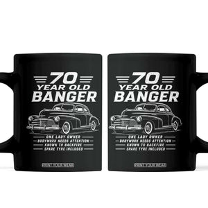 Vintage Car 70th Birthday Graphic Coffee Mug Funny 70 Year Old Gift Banger Car Guy