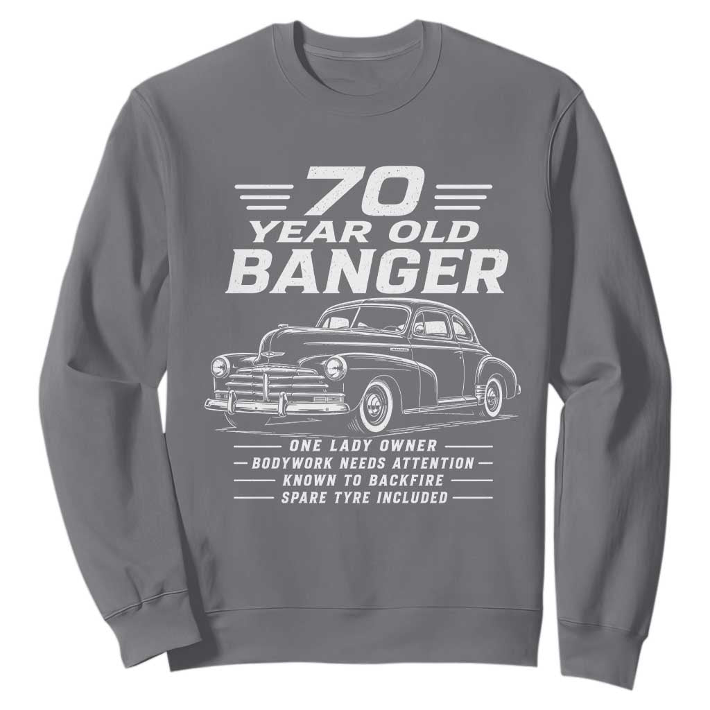 Vintage Car 70th Birthday Graphic Sweatshirt Funny 70 Year Old Gift Banger Car Guy