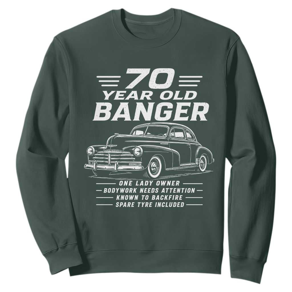 Vintage Car 70th Birthday Graphic Sweatshirt Funny 70 Year Old Gift Banger Car Guy