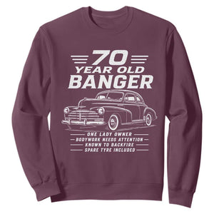 Vintage Car 70th Birthday Graphic Sweatshirt Funny 70 Year Old Gift Banger Car Guy
