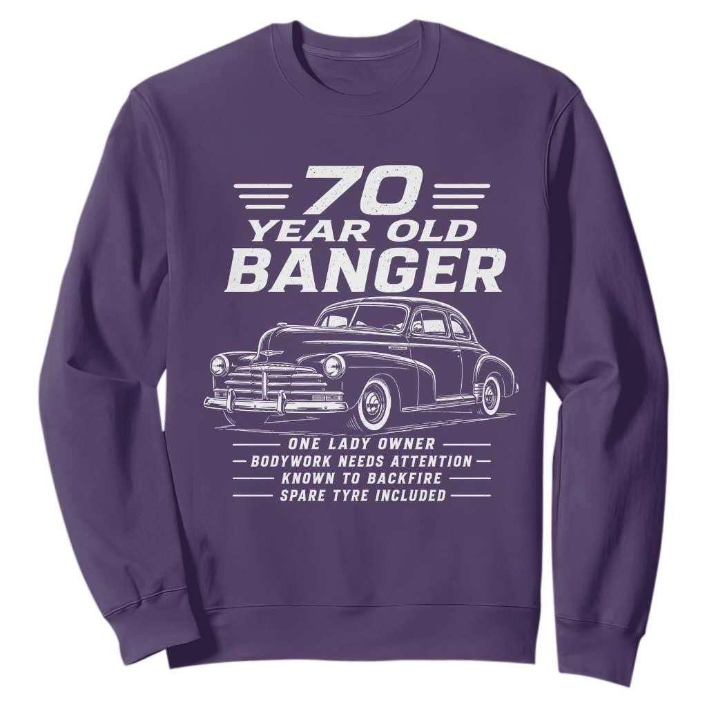 Vintage Car 70th Birthday Graphic Sweatshirt Funny 70 Year Old Gift Banger Car Guy