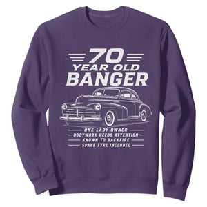 Vintage Car 70th Birthday Graphic Sweatshirt Funny 70 Year Old Gift Banger Car Guy