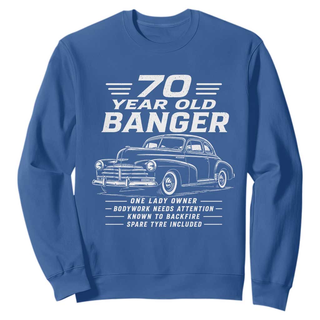 Vintage Car 70th Birthday Graphic Sweatshirt Funny 70 Year Old Gift Banger Car Guy