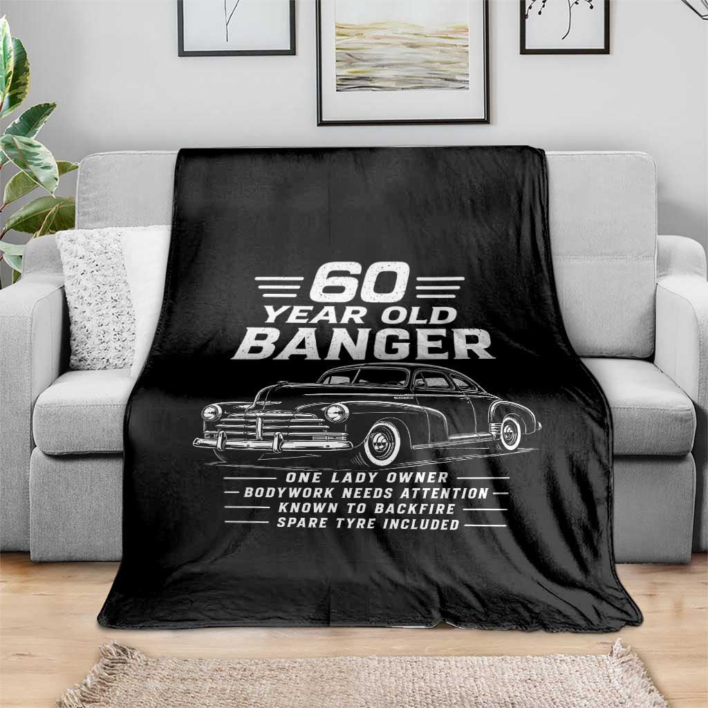 Vintage Car 60th Birthday Graphic Throw Blanket Funny 60 Year Old Gift Banger Car Guy
