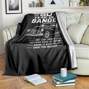 Vintage Car 60th Birthday Graphic Throw Blanket Funny 60 Year Old Gift Banger Car Guy