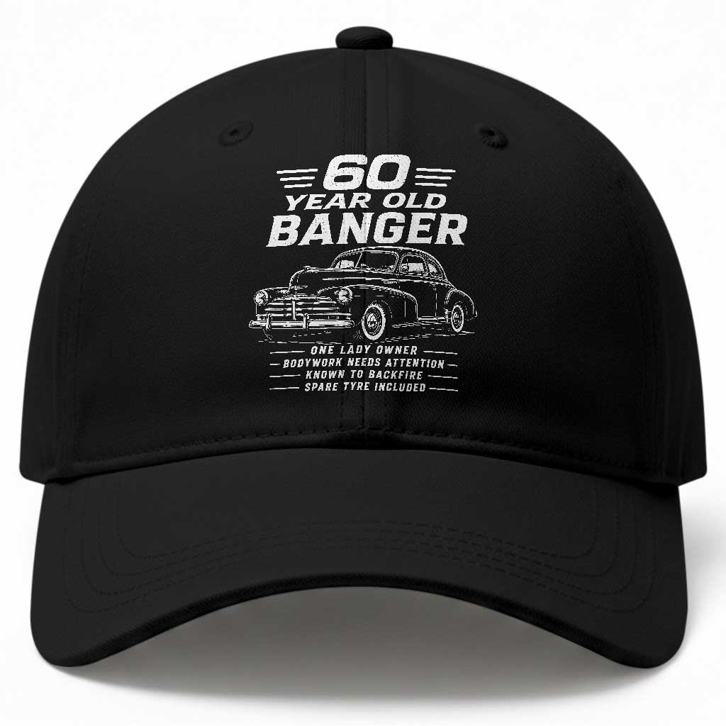 Vintage Car 60th Birthday Graphic Baseball Cap Funny 60 Year Old Gift Banger Car Guy