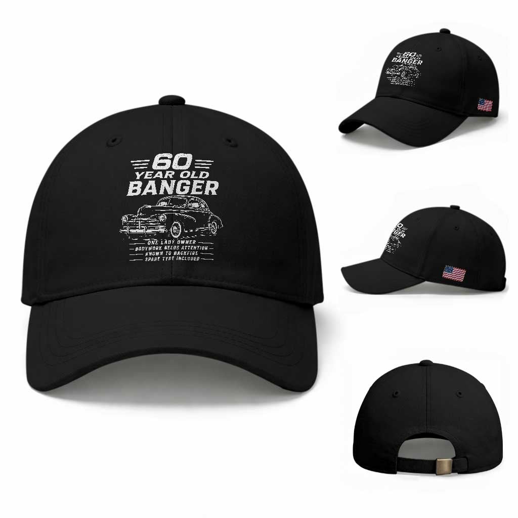 Vintage Car 60th Birthday Graphic Baseball Cap Funny 60 Year Old Gift Banger Car Guy