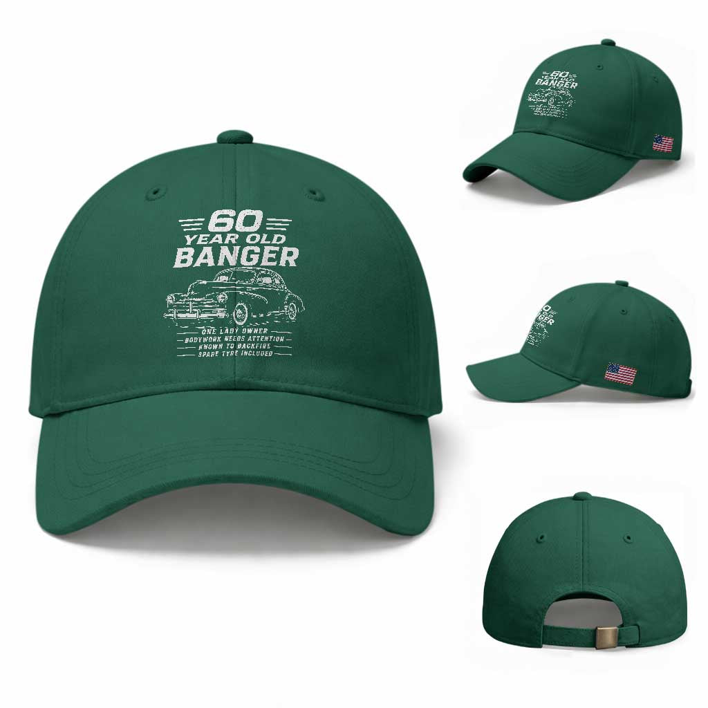 Vintage Car 60th Birthday Graphic Baseball Cap Funny 60 Year Old Gift Banger Car Guy