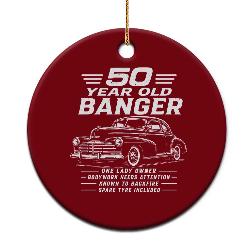 Vintage Car 50th Birthday Graphic Ceramic Ornament Funny 50 Year Old Gift Banger Car Guy