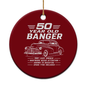 Vintage Car 50th Birthday Graphic Ceramic Ornament Funny 50 Year Old Gift Banger Car Guy