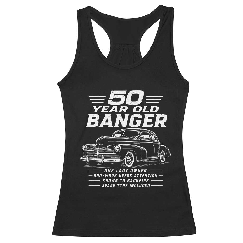 Vintage Car 50th Birthday Graphic Racerback Tank Top Funny 50 Year Old Gift Banger Car Guy