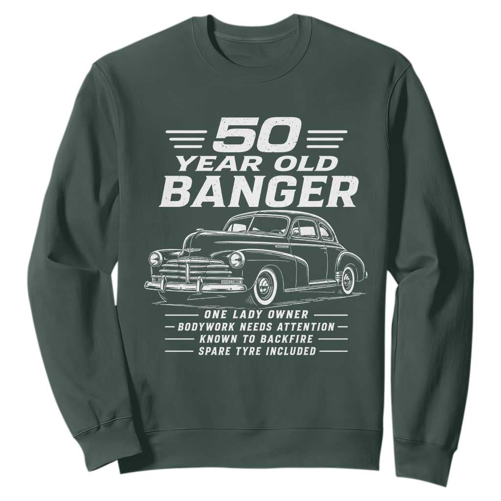 Vintage Car 50th Birthday Graphic Sweatshirt Funny 50 Year Old Gift Banger Car Guy