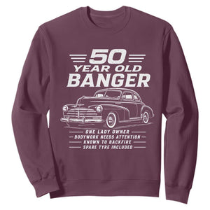 Vintage Car 50th Birthday Graphic Sweatshirt Funny 50 Year Old Gift Banger Car Guy