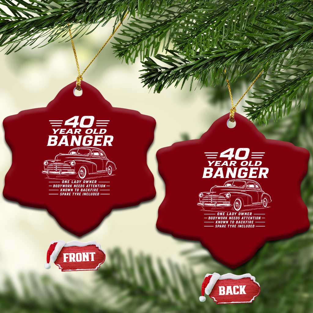 Vintage Car 40th Birthday Graphic Ceramic Ornament Funny 40 Year Old Gift Banger Car Guy